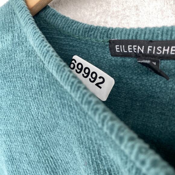 EILEEN FISHER Sweater XS Organic Cotton Chenille Short Sleeve Boxy Green - Picture 12 of 12